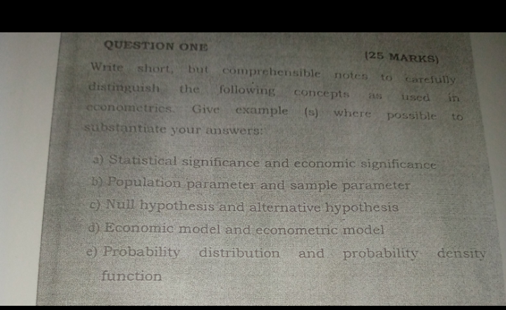  QUESTION ONE (25 MARKS) Write short, hut compreherisible notes to carefully