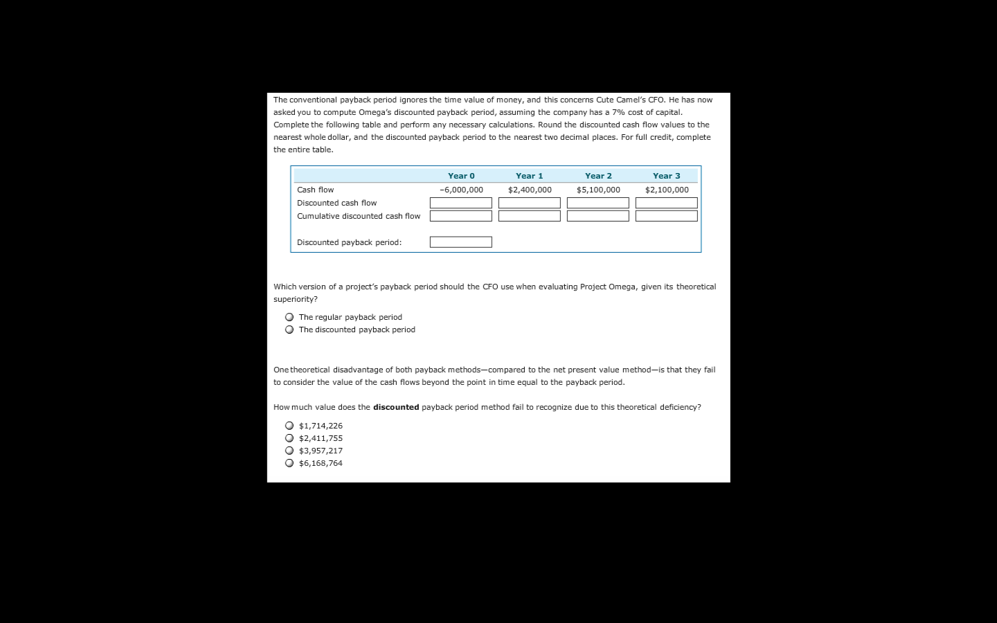 payback period that helps in their capital budgeting decisions. Consider the case