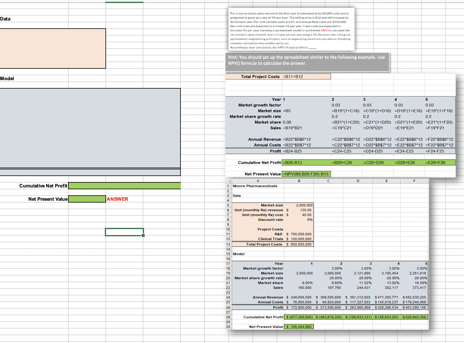 Fill in and answer the colored cells 