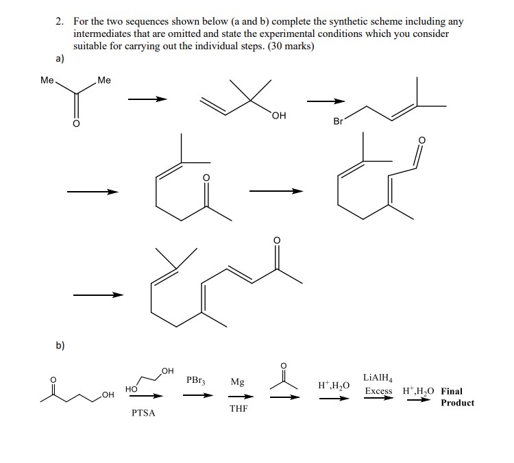  For the two sequences shown below (a and b) complete the