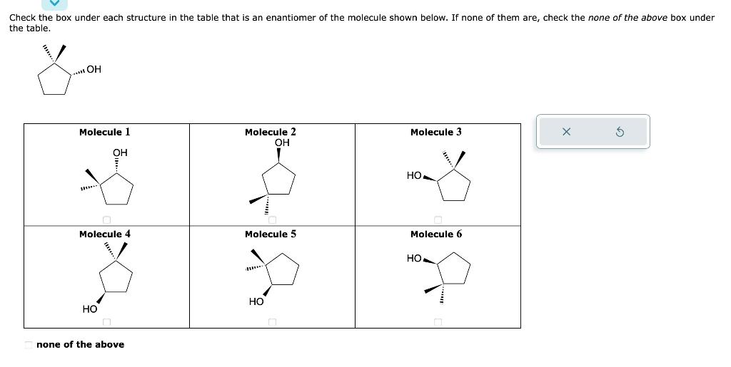  Check the box under each structure in the table that is