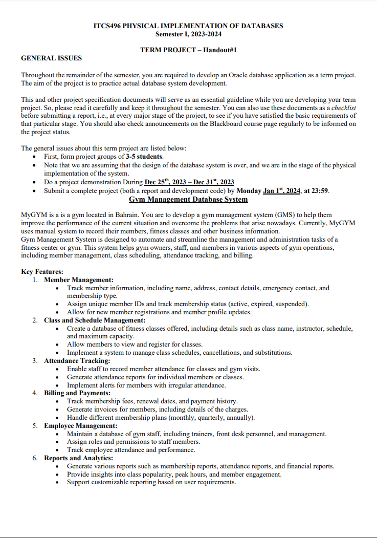  TERM PROJECT - Handout#1 GENERAL ISSUES Throughout the remainder of the