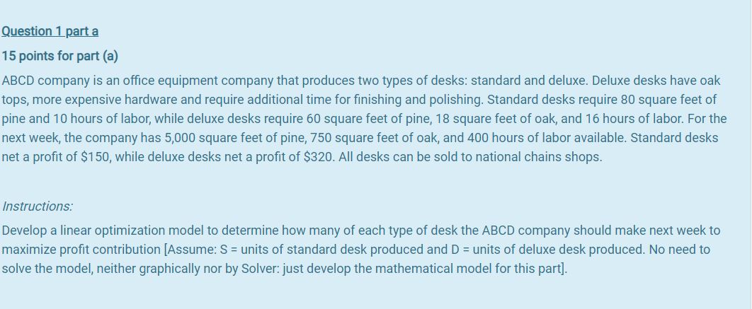  Question 1 part a 15 points for part (a) ABCD company