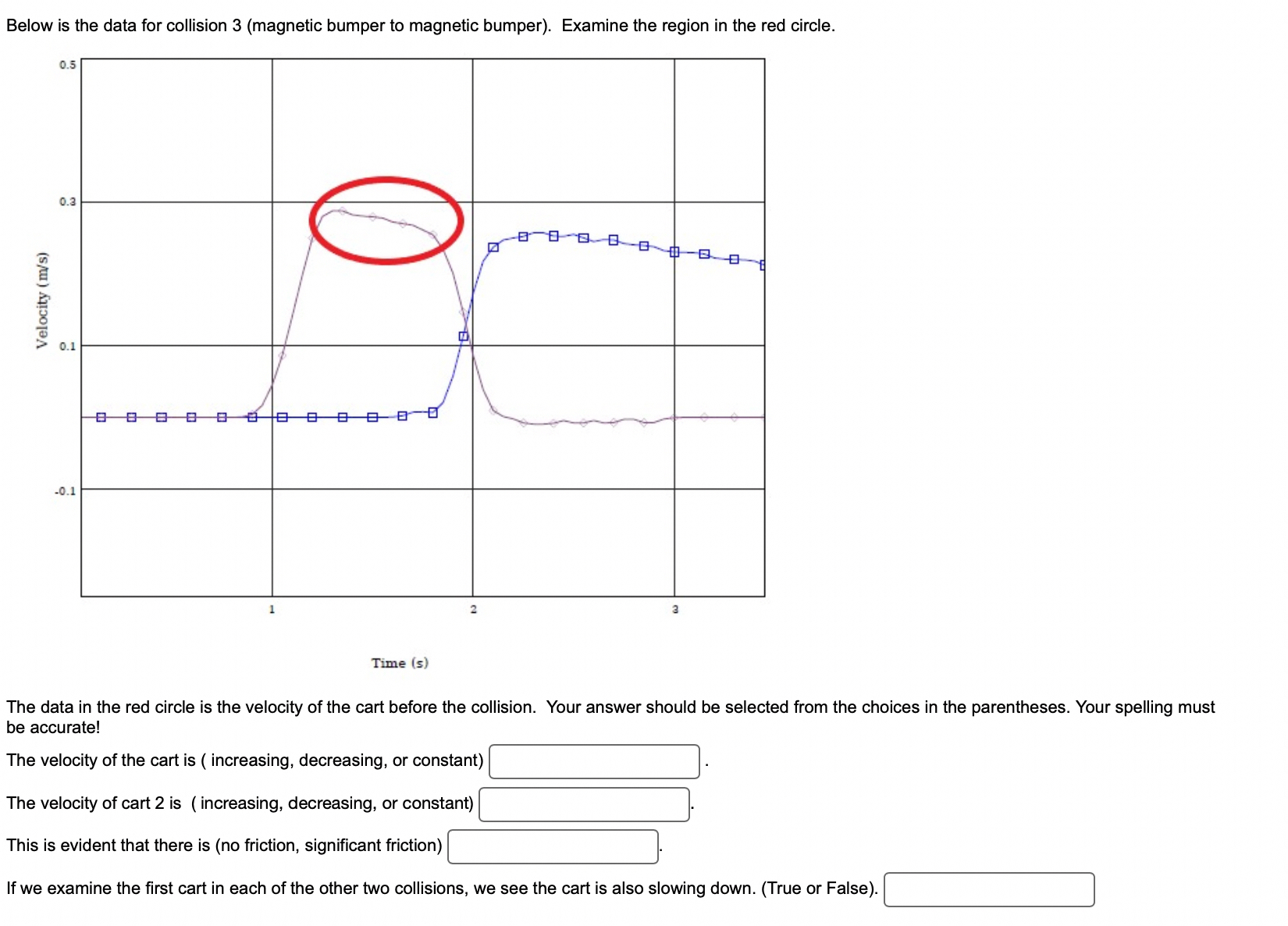  Below is the data for collision 3(magnetic bumper to magnetic bumper).