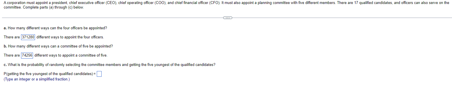  committee. Complete parts (a) through (c) below. a. How many different