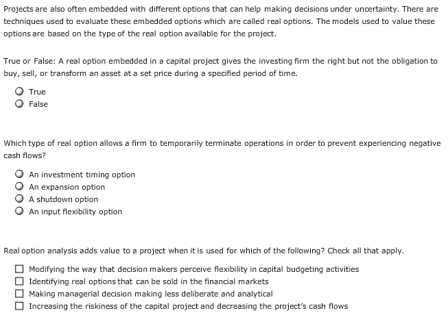 Projects are also often embedded with different options that can help