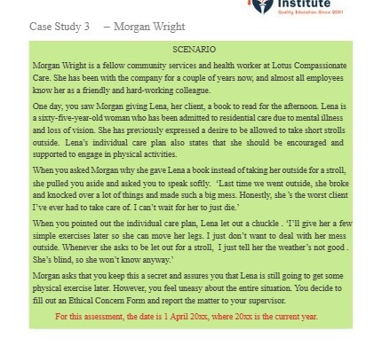  Institute Case Study 3 - Morgan Wright SCENARIO Morgan Wright is