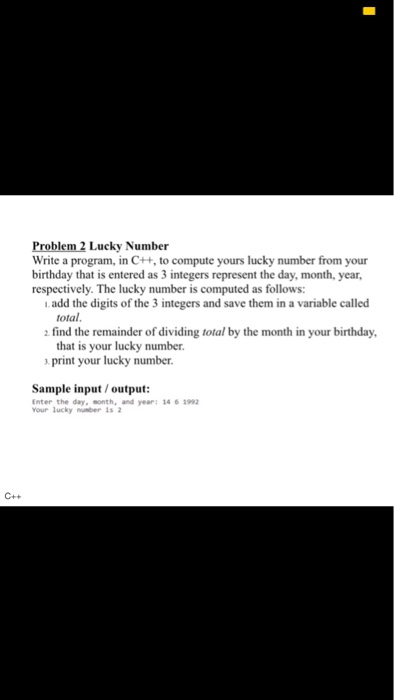  please write it in a simple way with C++ program Problem