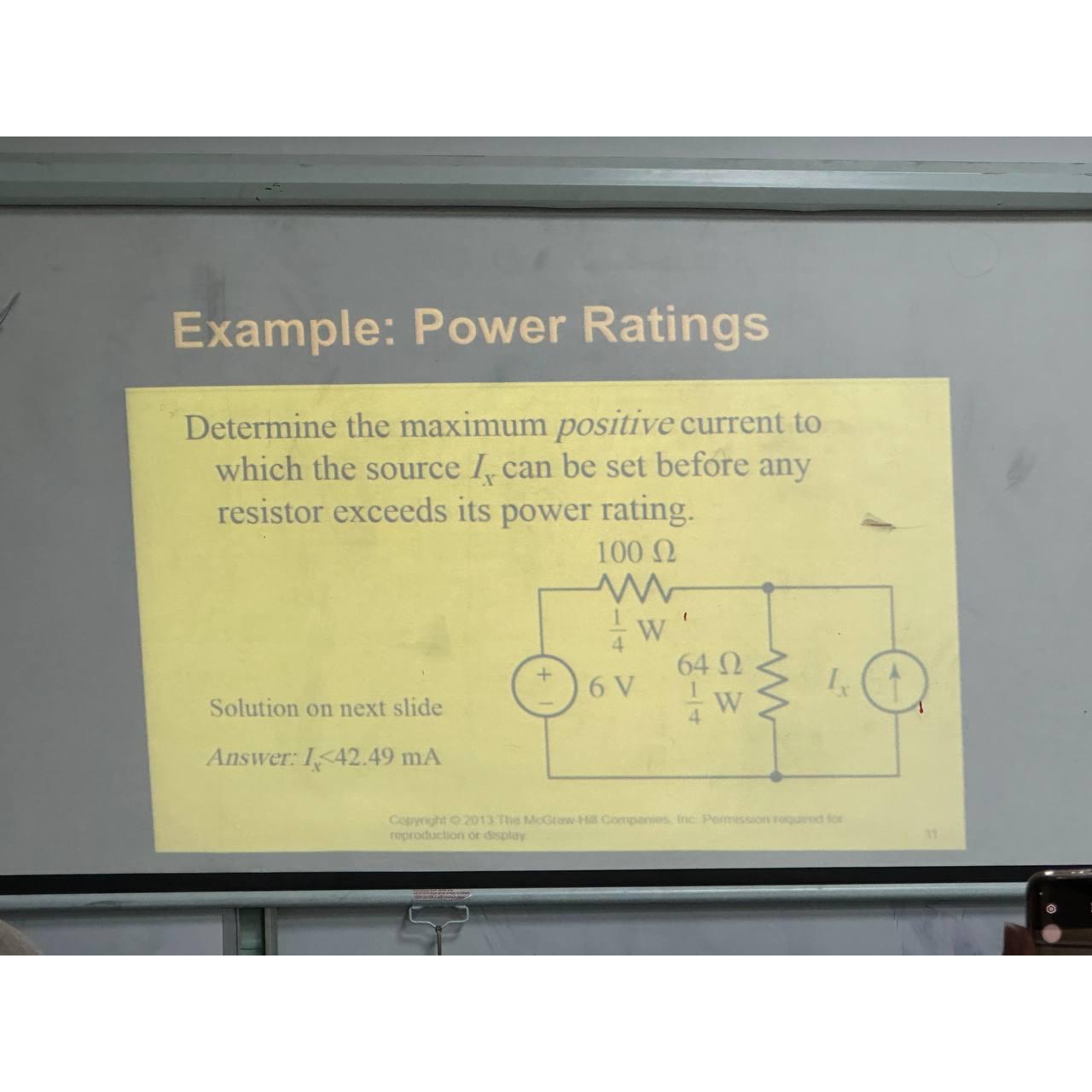  Example: Power Ratings Determine the maximum positive current to which the