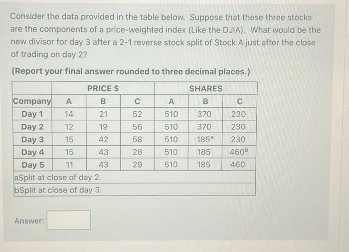  Consider the data provided in the table below. Suppose that these