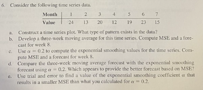  Consider the following time series data. a. Construct a time series