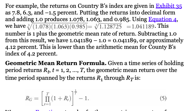 For example, the returns on Country B's index are given in