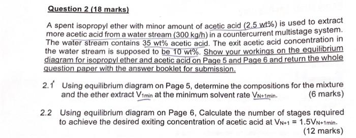  Question 2 (18 marks) A spent isopropyl ether with minor amount