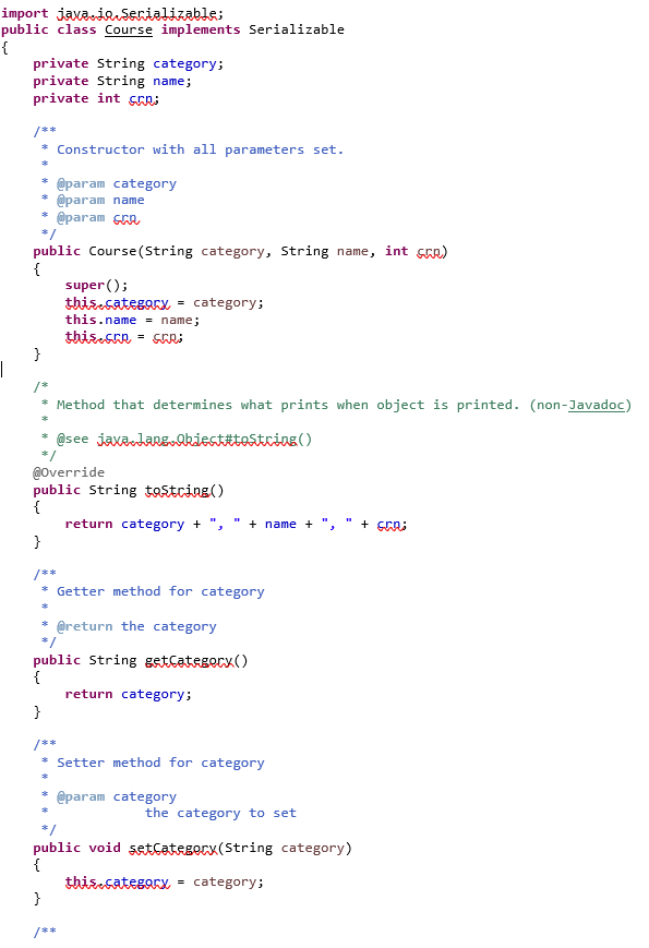 Create a program that reads in the Courses objects from either the