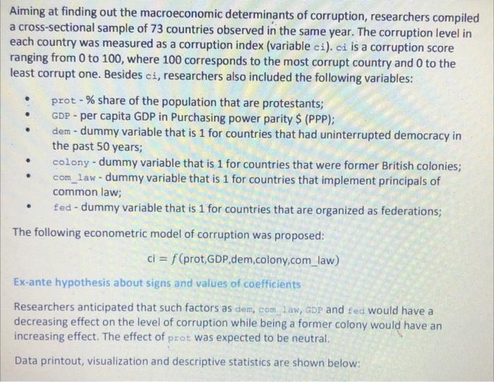 econometrics problem.Please specify which answer is for which question.Thanks what info in