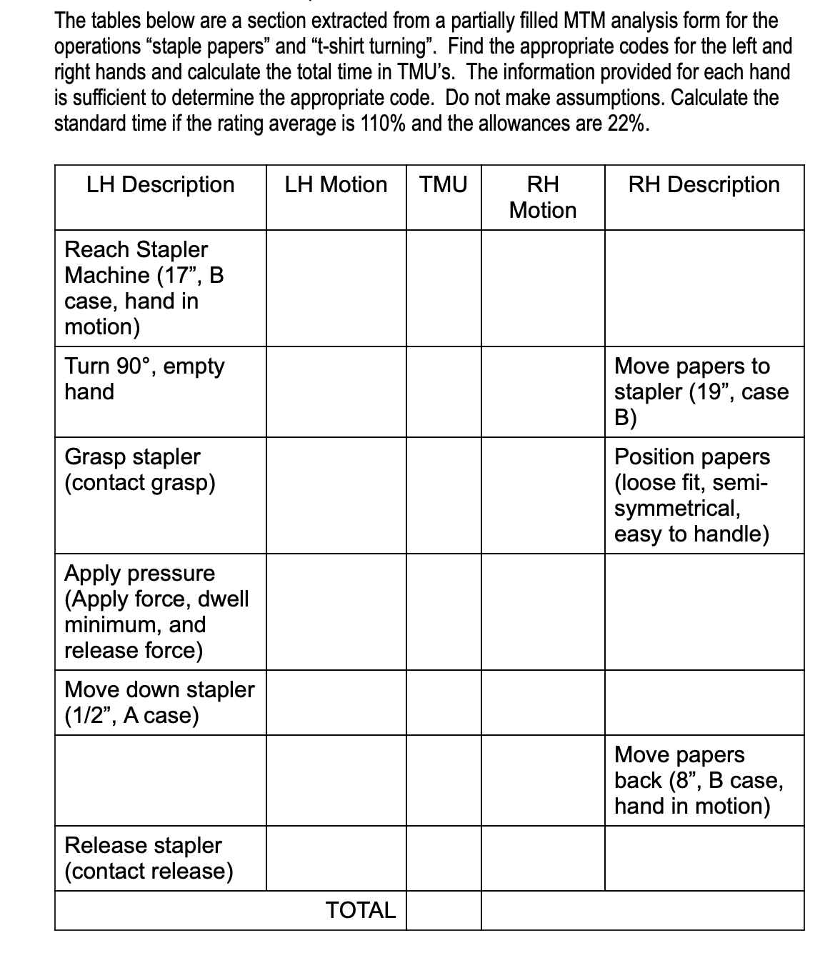  The tables below are a section extracted from a partially filled