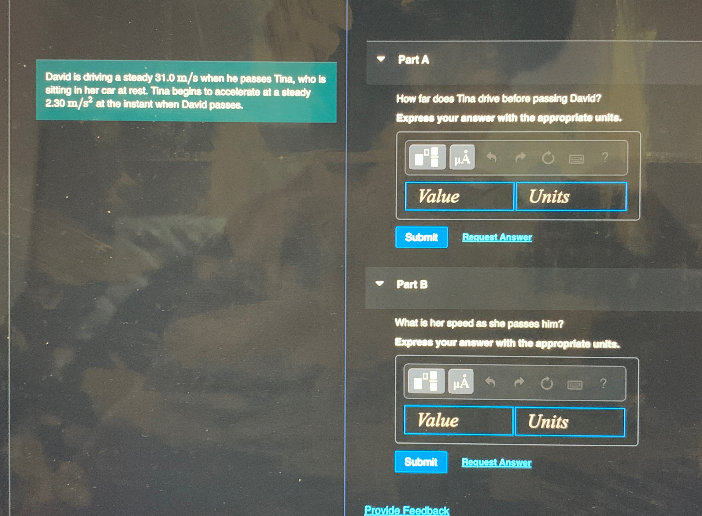  David is diving a steady 31.0ms when he passes Tina, who