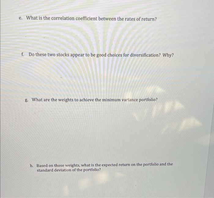 6. The following are monthly rates of return for Madison Cookies and