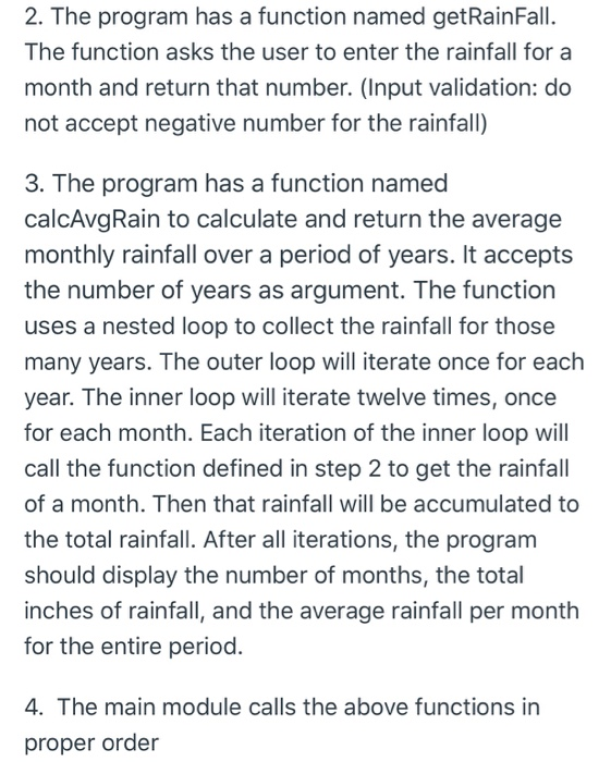 nested loops to collect data and calculate the average rainfall over period