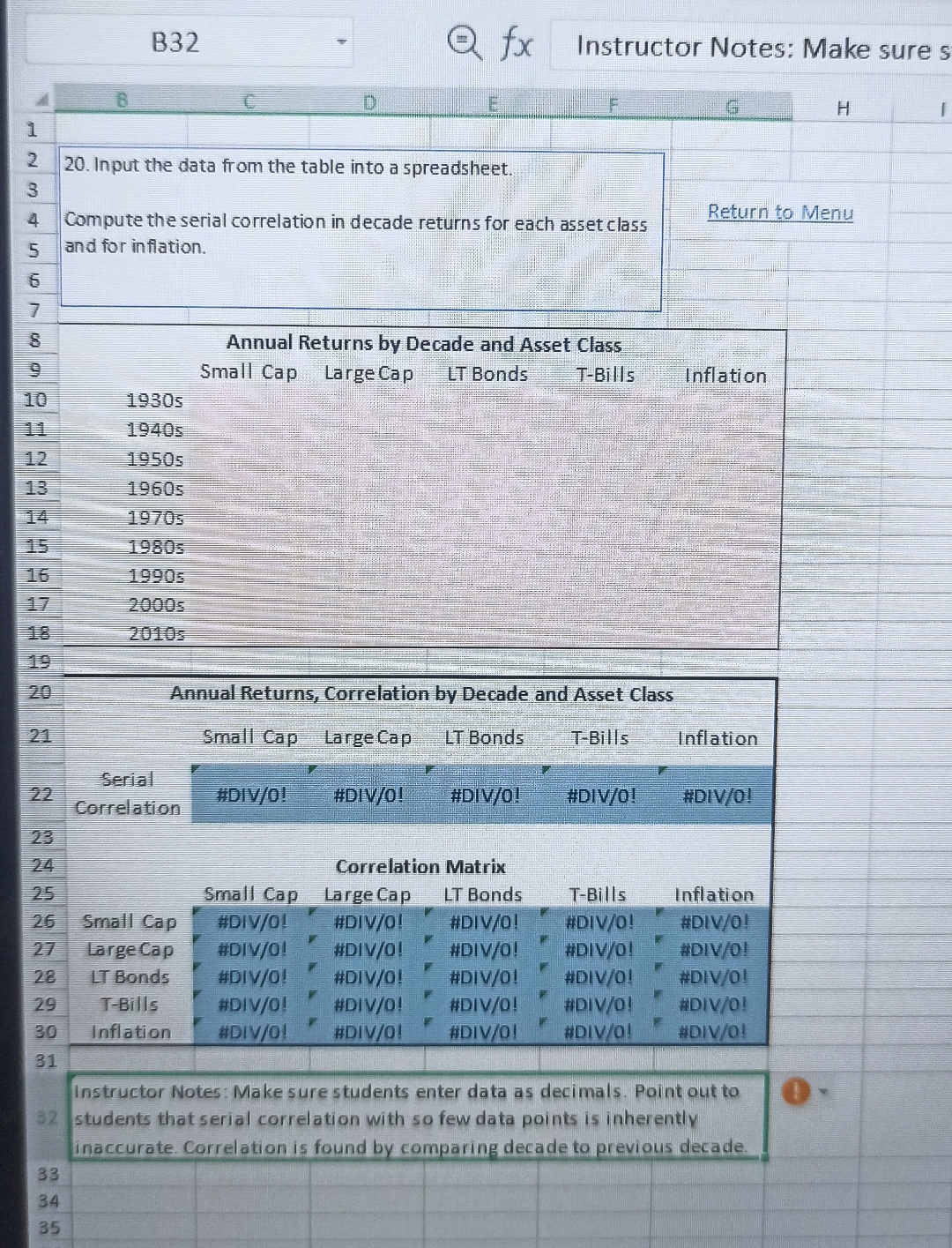 220. Input the data from the table into a spreadsheet. 4