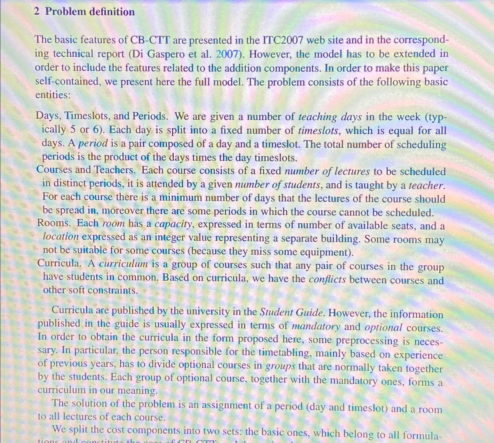  2 Problem definition The basic features of CB-CTT are presented in