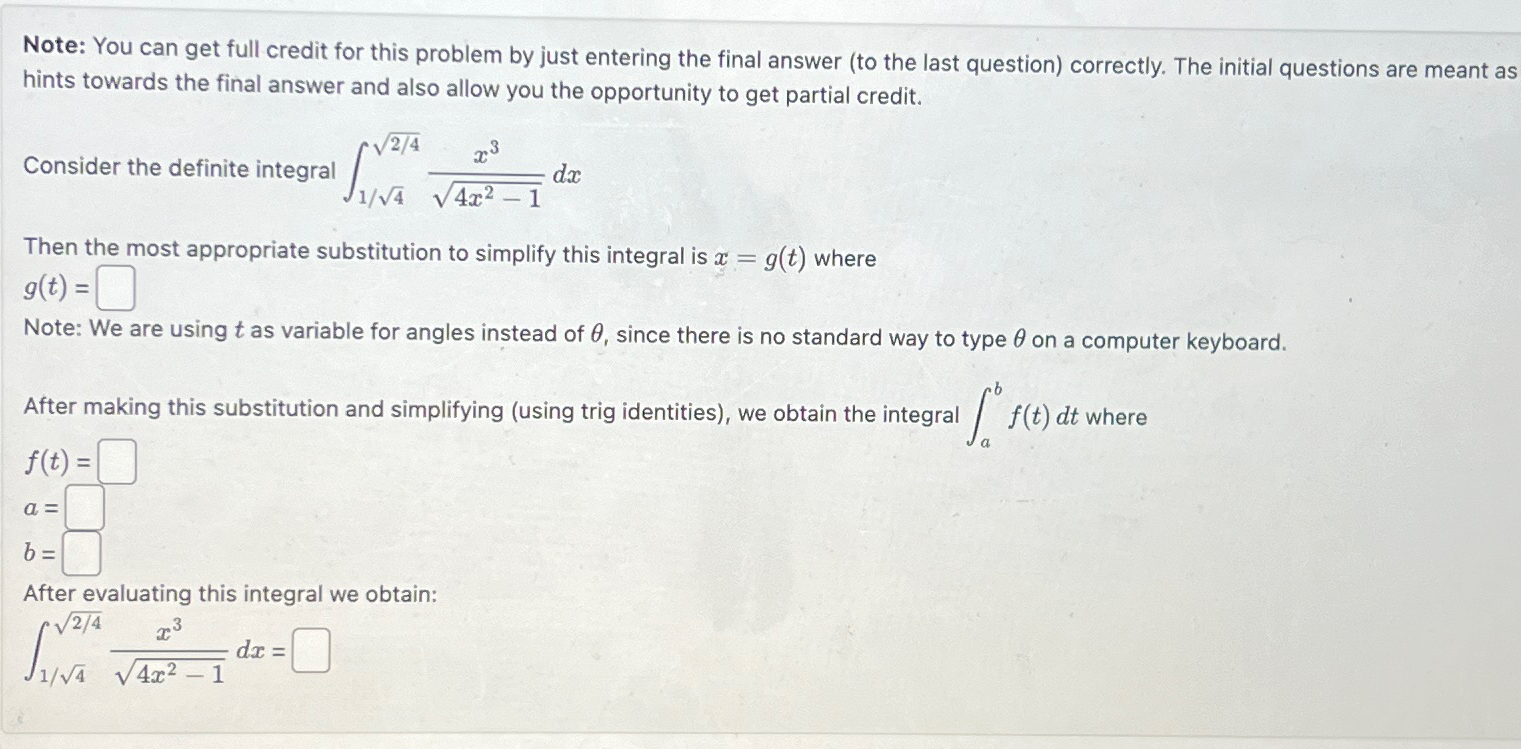  Note: You can get full credit for this problem by just