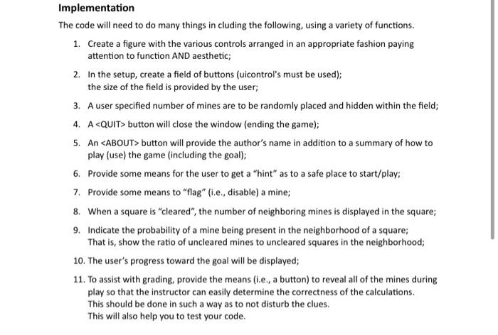 interactive Minesweeper game where the object is to clear the field of