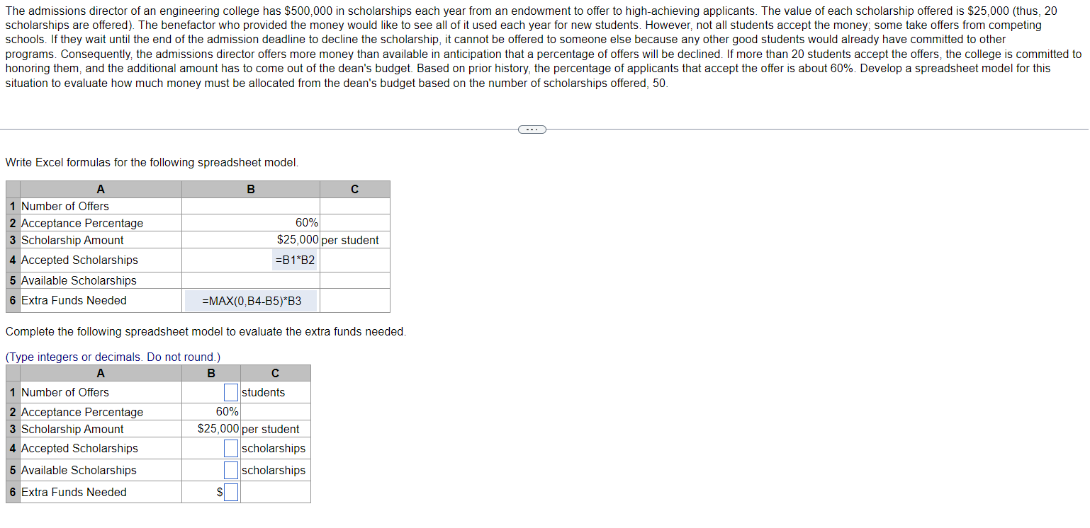 situation to evaluate how much money must be allocated from the