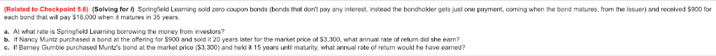 (Related to Checkpoint 5.6) (Solving for ) Springfield Learning sold zero