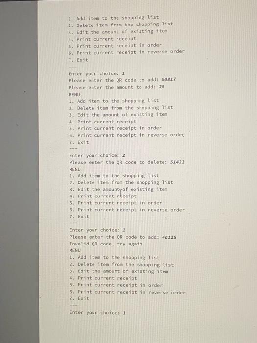 all the outputs according to the content of this file on the