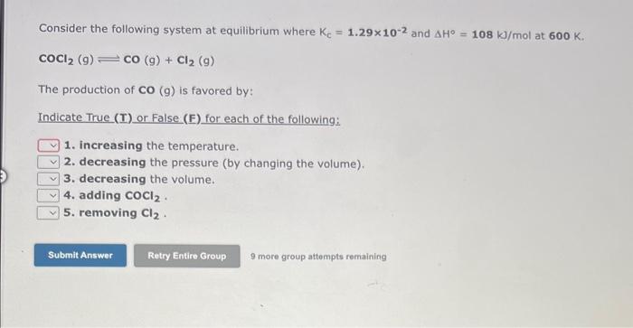 please solve and explain Consider the following system at equilibrium where KC=1.29102