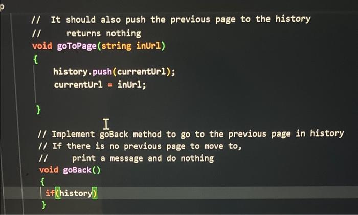 how could I do the goBack() function? I/ It should also push