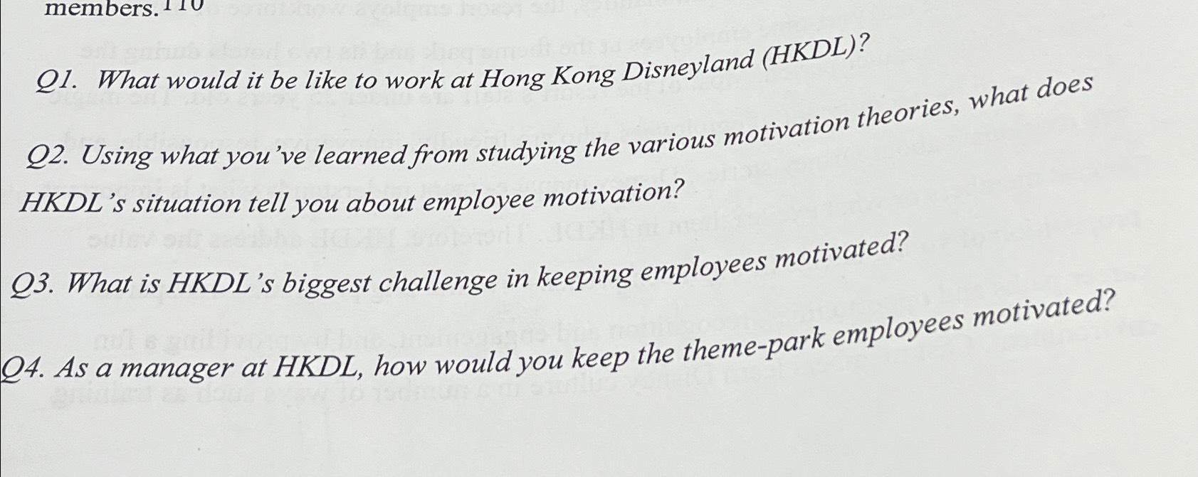  Q1. What would it be like to work at Hong Kong
