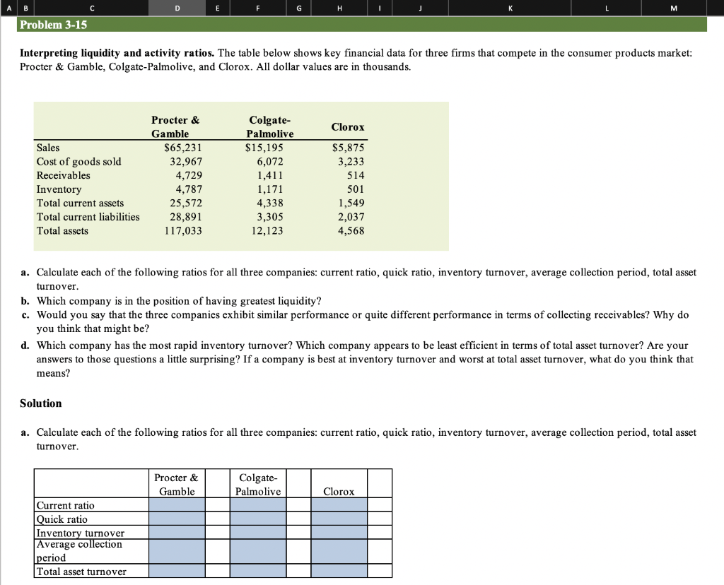  A B C D E F G H Problem 3-15 Interpreting
