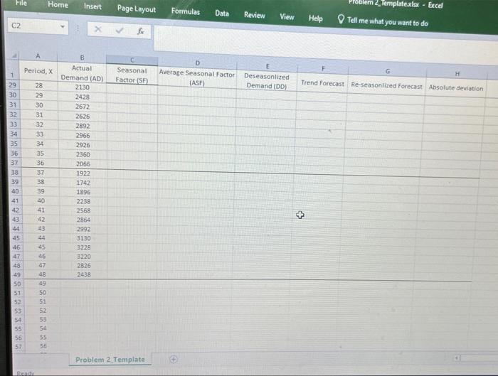 bicycles are provided in the following table. You will be forecasting the