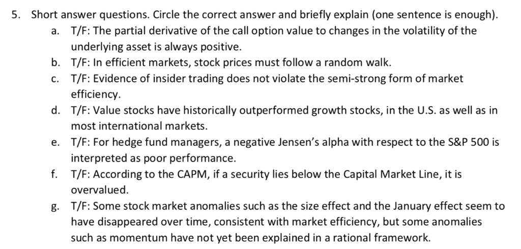  Short answer questions. Circle the correct answer and briefly explain (one