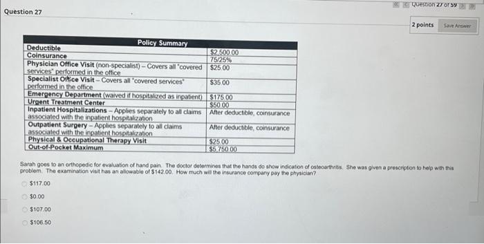 75/25% Physician Office Visit (non-specialist) - Covers all covered $25.00 services' performed