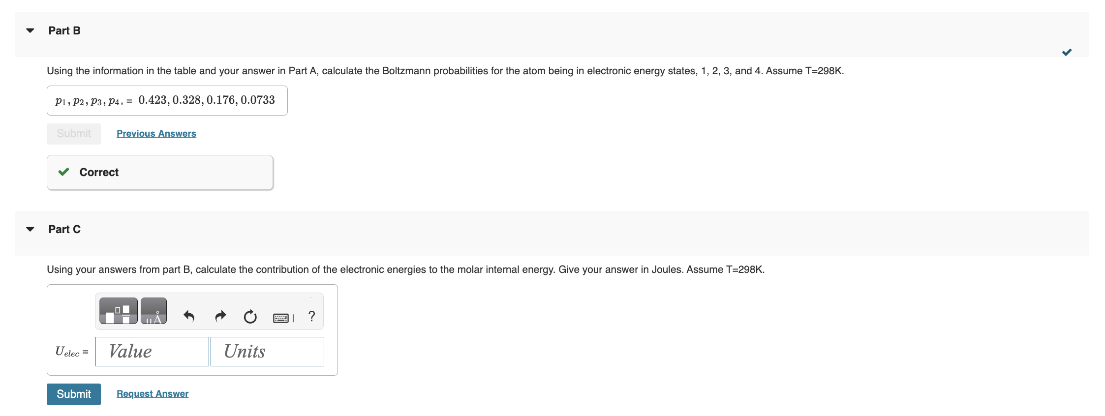 3 of 6 lowest electronic energy states and degeneracies for an atom