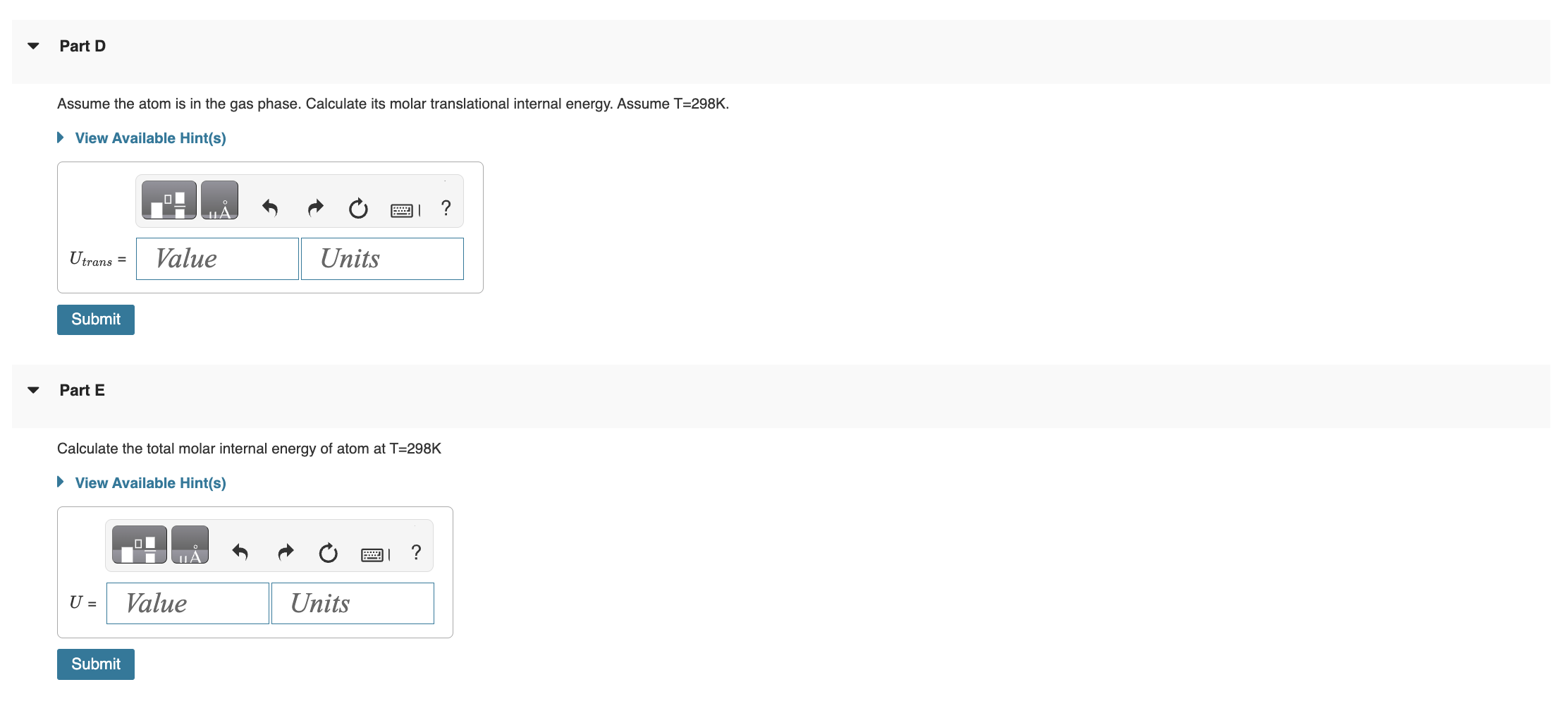 are: Part A Using the data in the table above, calculate the