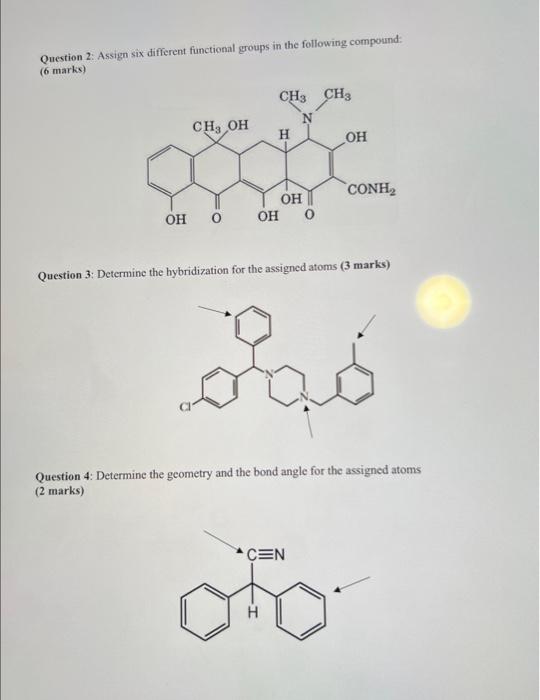 the following molecules: (4 marks) b) SO2 Question 2: Assign six different