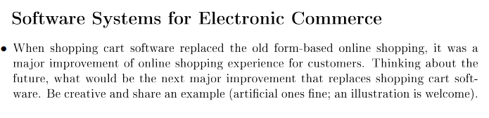  Software Systems for Electronic Commerce When shopping cart software replaced the