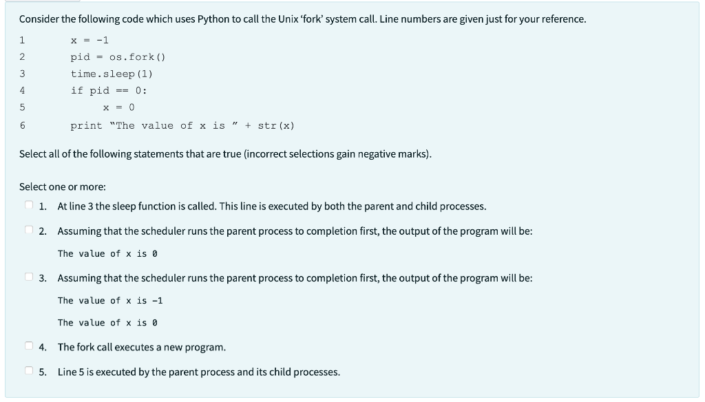  Consider the following code which uses Python to call the Unix