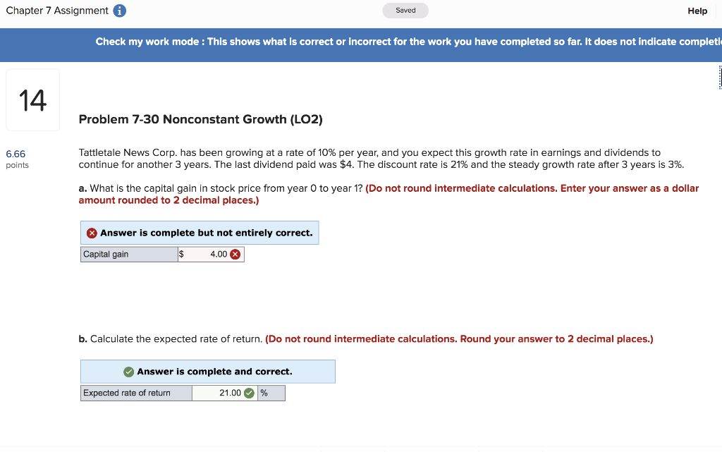  Chapter 7 Assignment 0 Saved Help Check my work mode :