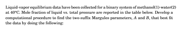 Liquid-vapor equilibrium data have been collected for a binary system of