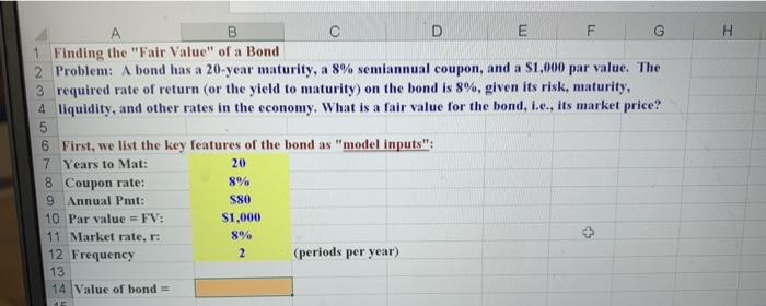  show the functions in excel E H A D E F