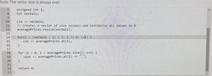 with the size of vecvals, write a for loop to initialize the