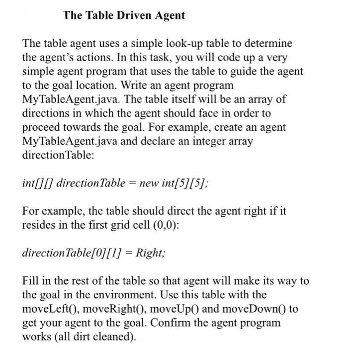  programming environment for agents using Java. The agents "Live" (vacuum cleaner)
