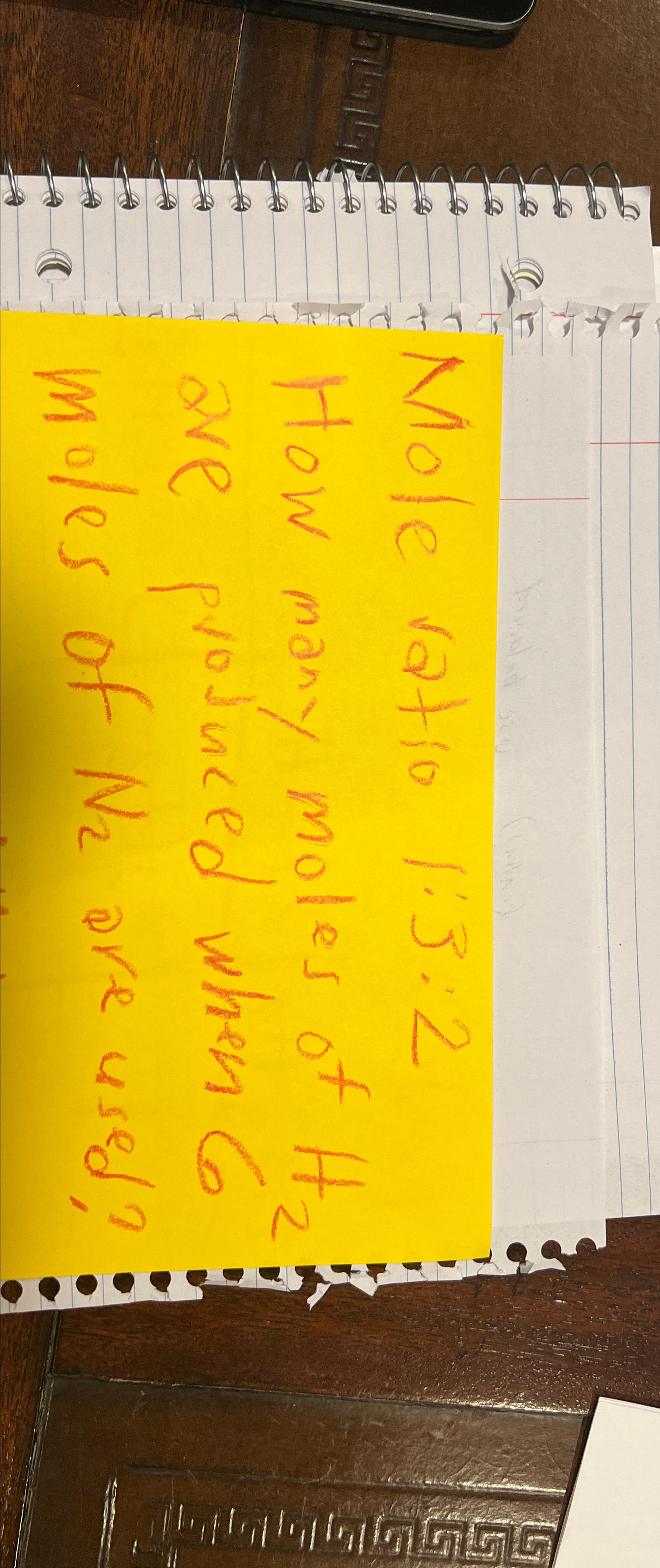  Mole ratio 1:3:2 How many moles of H2 ave protuced when