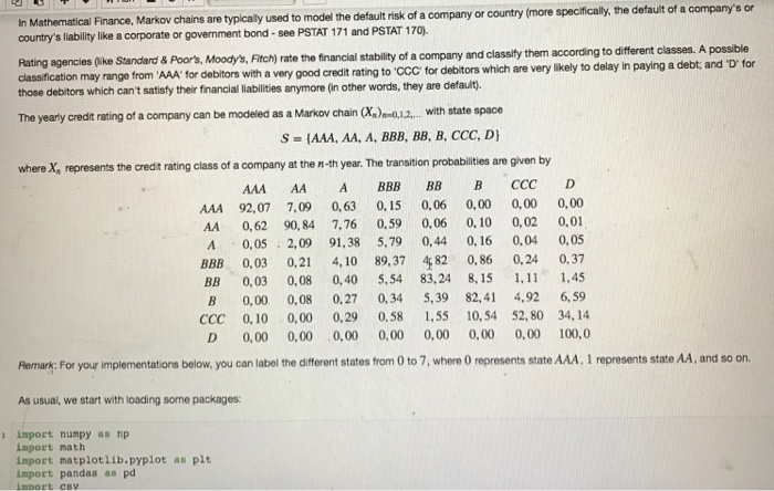  Please help with all codes! used to model the default risk