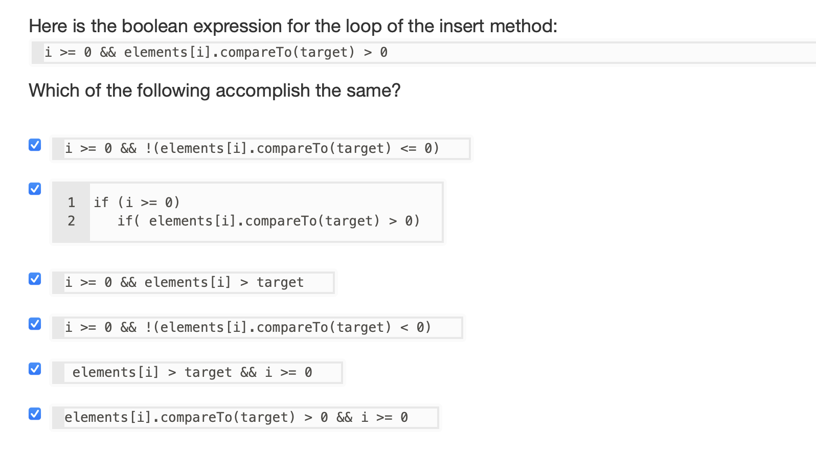  Here is the boolean expression for the loop of the insert